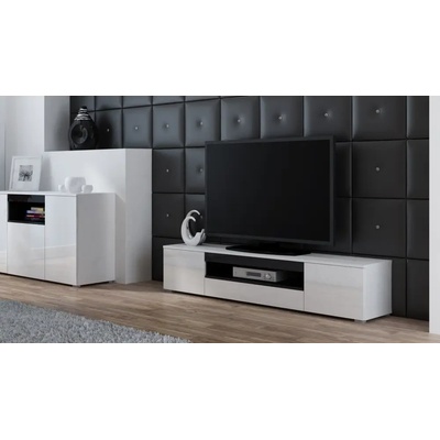 Cama meble Стойка за телевизор Cama VIVA 180 бяло/бял гланц + черен (R VIVA BI/BI+CZ)