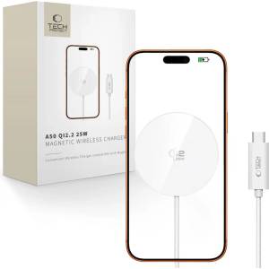 Tech-Protect a50 magnetic magsafe безжично зарядно 25w qi2.2 бяло (5906302339389)
