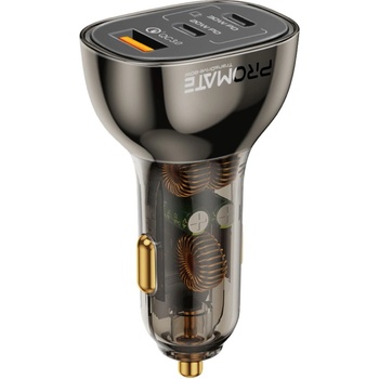 Promate Зарядно за кола 12V ProMate TRANSDRIVE-80W, PD, QC 3.0, Dual Type-C, USB - Черно