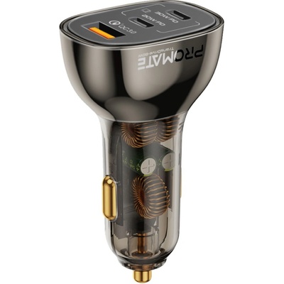 Promate Зарядно за кола 12V ProMate TRANSDRIVE-80W, PD, QC 3.0, Dual Type-C, USB - Черно