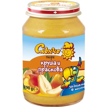 Слънчо пюре от круша и праскова - 190 г