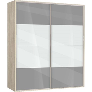 Bogdan Furniture G Двукрилен гардероб с плъзгащи врати Мебели Богдан Модел bm-ava 5, сив гланц със сонома - bogdanmebel