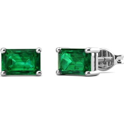 Royal Fashion strieborné pozlátené náušnice so zeleným smaragdom EE010-WG