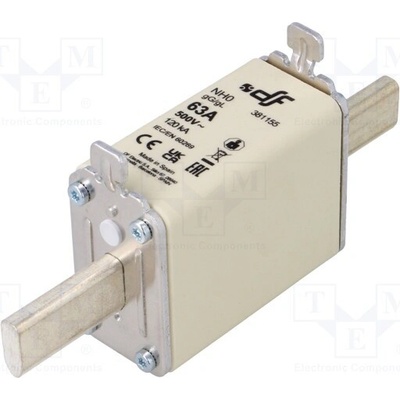 DF ELECTRIC 381155 Pojistka: tavná; 63A; 500VAC; 250VDC; gG; keramická; NH0