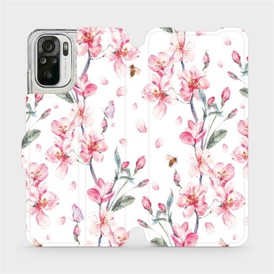 Pouzdro Mobiwear Flipové Xiaomi Redmi Note 10 - M124S Růžové květy