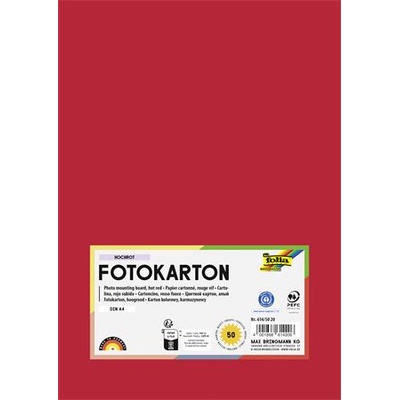 FOLIA Декоративен картон, 2 страници, А4, 300 г, 50 листа, folia, огнено червено 614/50 20 (614/50 20)