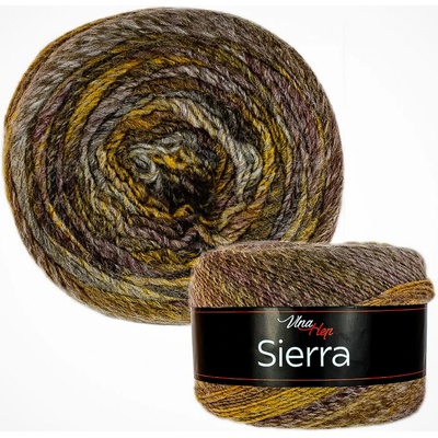 Pletací / háčkovací příze Vlna-Hep SIERRA 7207 hnědo-žlutá, melírovaná, efektní 150g/450m