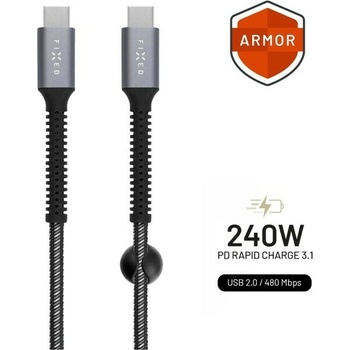 Fixed FIXDA-CC2-GR Armor USB-C/USB-C 5 A, 2m, sivý