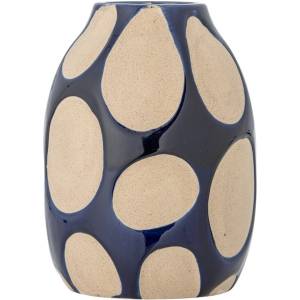 Bloomingville Тъмносиня/кремава глинена ваза (височина 20 cm) Bashir - Bloomingville (82072686)