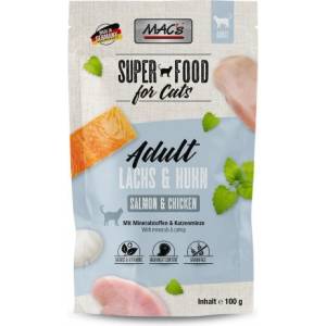 MAC's Mac’s Cat Adult GRAIN FREE, пауч за пораснали котки, БЕЗ ЗЪРНО, със Сьомга и птиче месо, Боровинки и билков микс, 100 гр - Германия - 850VE