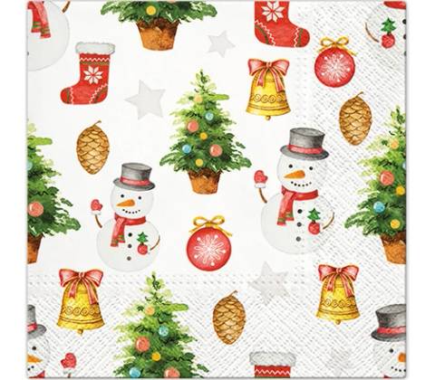 tat servítky snowmen pattern 33x33cm