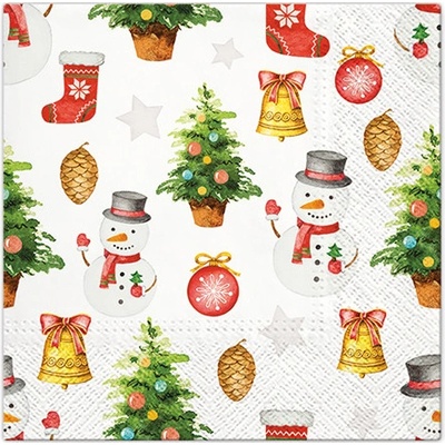 tat servítky snowmen pattern 33x33cm