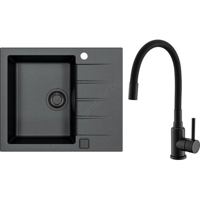 Alveus SETA23230 - Кухненска мивка CADIT+смесител MINTAS 34 cm гранит/черен (AV0139)