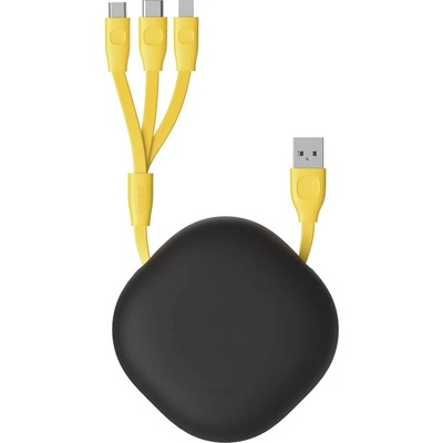 Универсален USB кабел с Lightning, microUSB и USB-C конектори (80 см) - Baseus Lets Go Little Reunion One-Way Stretchable 3-in-1 USB Cable (CAMLT-TYGY) (жълт) (CAMLT-TYGY)