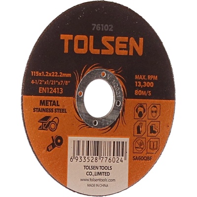 Tolsen Rezný kotúč na antikorovú oceľ 115 × 1,2 × 22 mm 76102