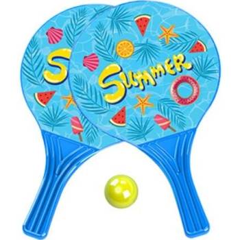 Pálky plážové 37,5 cm modré 2 ks s míčkem 4 cm