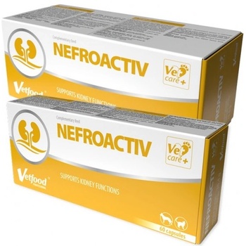 VetFood Nefroactiv - хранителна добавка, спомагаща бъбречната функция при кучета и котки, 60 капсули - Полша