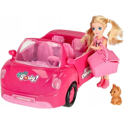 KIK Bábika auto kabriolet ružová 4 el.