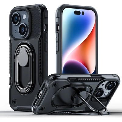 JOYROOM Кейс Joyroom Dual Hinge за iPhone 14 Plus, със стойка / ринг холдър, черен (JR-14S3)