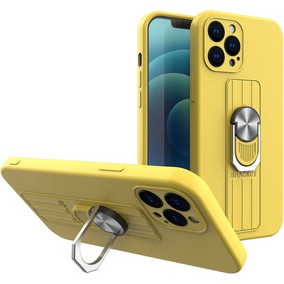 HQWear Силиконов кейс с пръстен HQWear за Apple iPhone 12 Pro Max, Жълт (9145576214527)