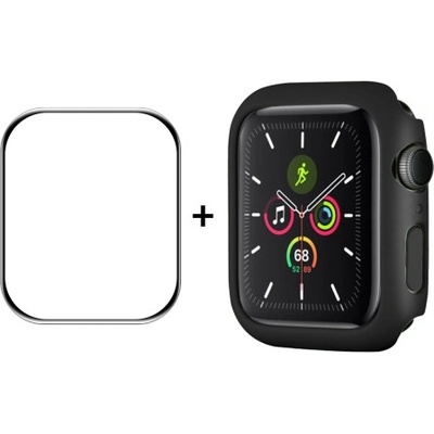 ENKAY Plastový kryt s tvrdeným sklom pre Apple Watch 9 / 8 / 7 45mm čierny 35663
