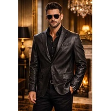 Max Original Leather Pánske kožené sako 5053 black