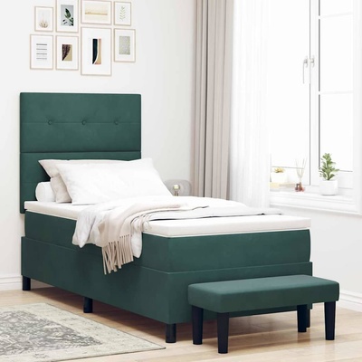 zahrada-XL 3344489 Postel s boxspringem s matrací Tmavě zelená samet