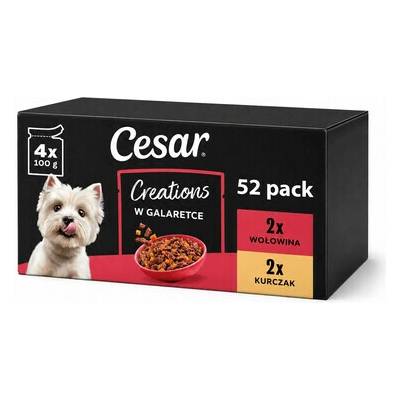 Cesar Creations Kuřecí s hráškem a Hovězí s mrkví v želé pro dospělé psy 52 x 100 g