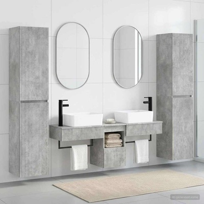 vidaXL Комплект мебели за баня 5 бр. Бетонно сиво 33 x 34, 5 x 160 см (3406016)