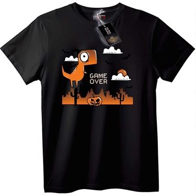 NOONEBRAND Тениска Хелоуин с динозавър - 7XL, Black