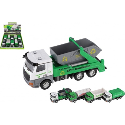 Teddies Auto nákladní městské úklidové služby kov/plast 14cm na zpětné natažení 4 druhy