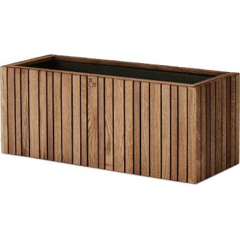 SQUARELY Самонаторяваща се саксия за цветя GrowWIDE с отвори за закачане на дръжки тъмен дъб (113-4A1)