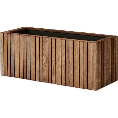 SQUARELY Самонаторяваща се саксия за цветя GrowWIDE с отвори за закачане на дръжки тъмен дъб (113-4A1)