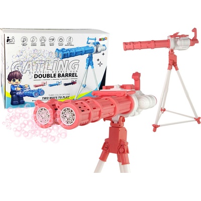 LEANToys Pistol pro výrobu bublin růžová se stojanem