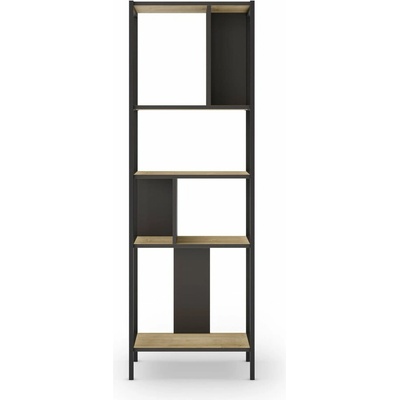 Knižnica v dekore duba v čierno-prírodnej farbe 58x175 cm Alabama – Marckeric