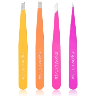 Brushworks Combination Tweezer Set комплект пинсети за вежди тип Brights 4 бр