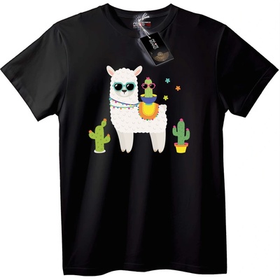 NOONEBRAND Тениска Алпака и Кактус Приятели - 7XL, White