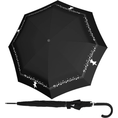 Doppler Fiber Flex AC Musically Cat dámský holový vystřelovací deštník černý