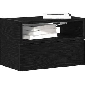 vidaXL Нощни шкафчета за стенен монтаж, 2 бр, черни, 45x26x28, 5 см (858599)