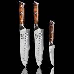 Gudaro Gudaro-комплект 2x Santoku кухненски нож FENG 7, 5"+ 1xкухненски нож за плодове FENG 3, 5 (GU0002B)