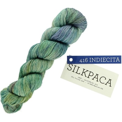 Malabrigo Silkpaca Indiecita SA416 zeleno modrá