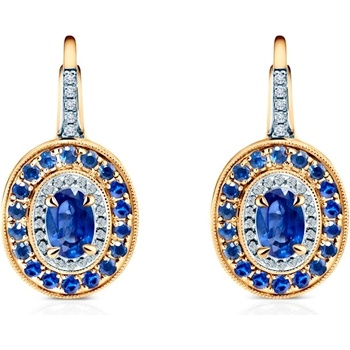 SAVICKI Обеци Rosavine: двуцветно злато, сини сапфири, диаманти