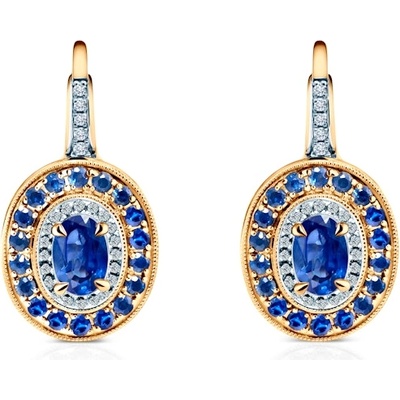 SAVICKI Обеци Rosavine: двуцветно злато, сини сапфири, диаманти