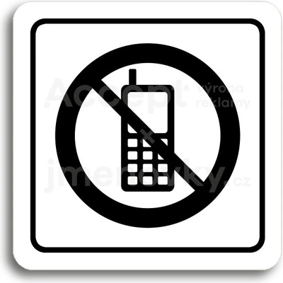 ACCEPT Piktogram zákaz telefonování - bílá tabulka - černý tisk