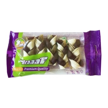 Braaaf Braaf Twister - Лакомство за кучета, вкусни усукани плитки от 100% телешка кожа