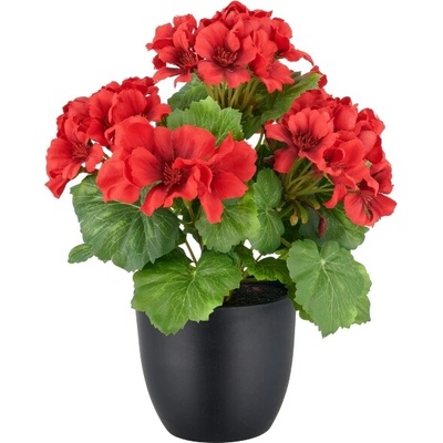 Umělá květina Geránium červená v květináči - venkovní, 36cm
