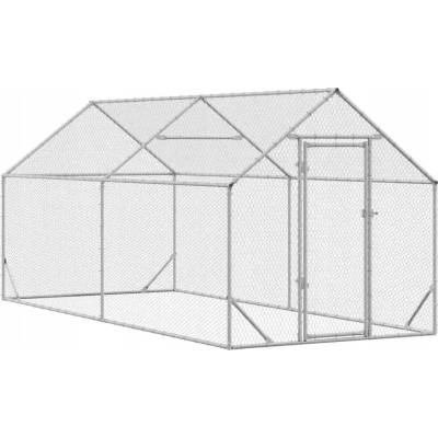 Kurník pro slepice Stříbrný 400x170x177 cm Ocel Pozinkovaná