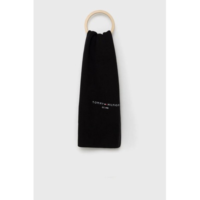 Tommy Hilfiger Памучен шал Tommy Hilfiger в черно с изчистен дизайн (AM0AM10372.9BYY)