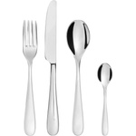 Alessi Комплект прибори за хранене NUOVO MILANO, комплект от 24 бр. , ножове от едно парче стомана, сребърен, Alessi (AL5180S24M)
