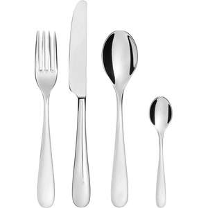 Alessi Комплект прибори за хранене NUOVO MILANO, комплект от 24 бр. , ножове от едно парче стомана, сребърен, Alessi (AL5180S24M)